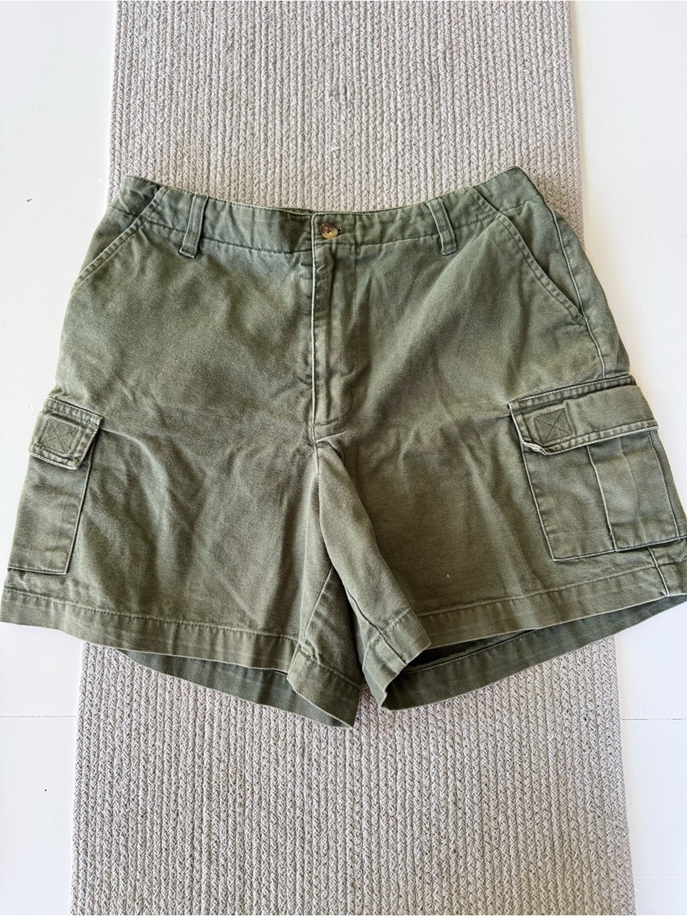 Vintage 90s Quepasa Olive Green Cotton Cargo Shorts Size 6